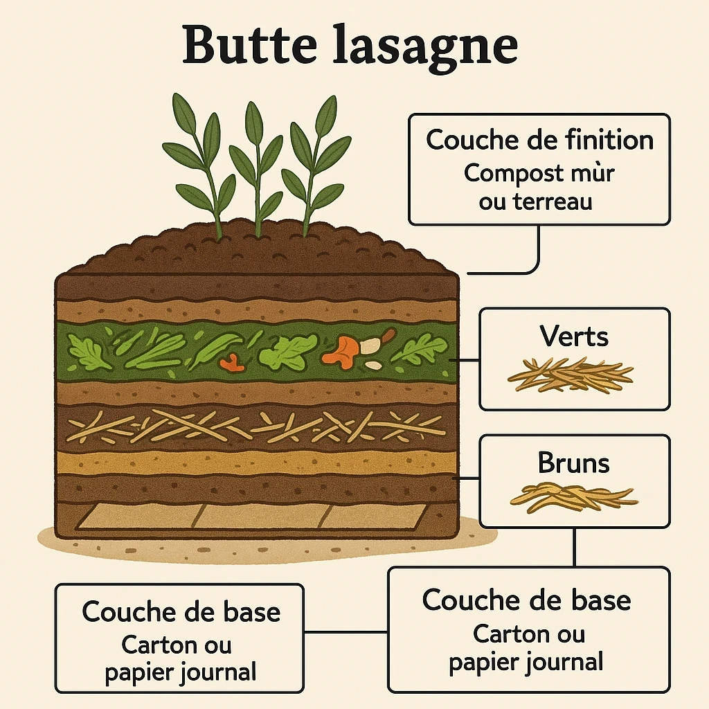 Schéma de la butte en lasagne