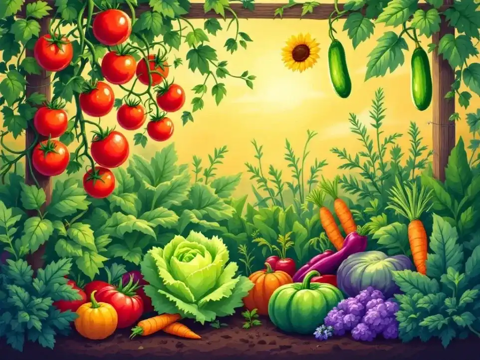 Légumes frais dans un potager naturel